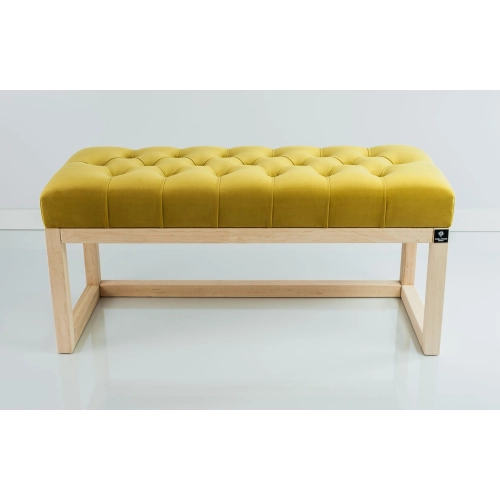 Ławeczka Pufa Pikowana Żółcień Cytrynowa Guzik Tapicerowany LPP-2 Rozmiary od 50 cm do 200  cm