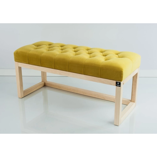 Ławeczka Pufa Pikowana Żółcień Cytrynowa Guzik Tapicerowany LPP-2 Rozmiary od 50 cm do 200  cm