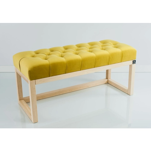 Ławeczka Pufa Pikowana Żółcień Cytrynowa Guzik Tapicerowany LPP-2 Rozmiary od 50 cm do 200  cm
