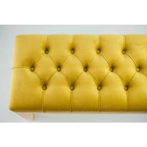 Ławeczka Pufa Pikowana Żółcień Cytrynowa Guzik Tapicerowany LPP-2 Rozmiary od 50 cm do 200  cm
