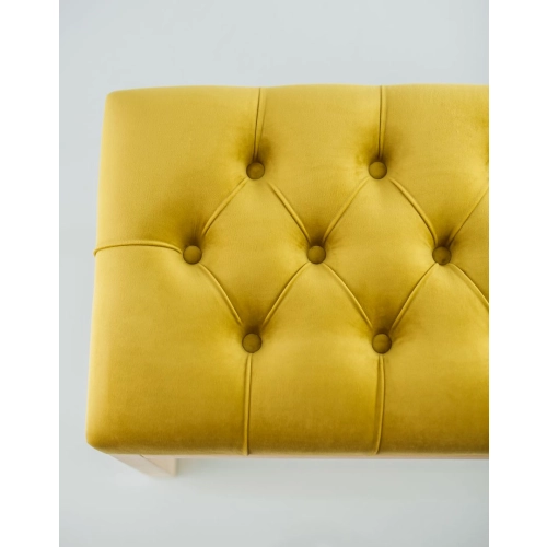 Ławeczka Pufa Pikowana Żółcień Cytrynowa Guzik Tapicerowany LPP-2 Rozmiary od 50 cm do 200  cm