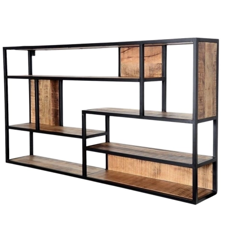 REGAŁ NA KSIĄŻKI METALOWE DREWNO LITE DĄB JESION OLCHA RNK-1