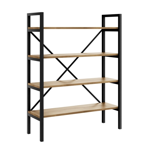 REGAŁ NA KSIĄŻKI METALOWY DREWNO LITE DĄB JESION OLCHA RNK-9