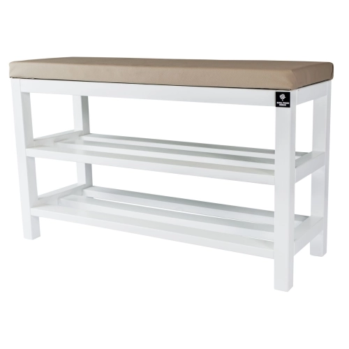 Regał Szafka  Na Buty Biały Z Siedziskiem Kolory Drewno Lite RBS-1 Rozmiary od 50 cm do 120 cm