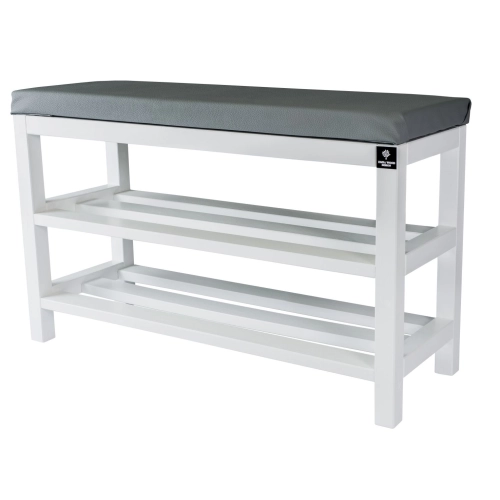 Regał Szafka  Na Buty Biały Z Siedziskiem Kolory Drewno Lite RBS-1 Rozmiary od 50 cm do 120 cm