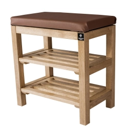 RBS-1 Regał Szafka Na Buty DĄB Z Siedziskiem Brązowym Drewno Lite Rozmiary od 50 do 120 cm