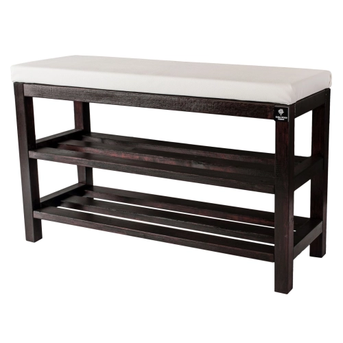 Regał Szafka Na Buty Mahoń Z Siedziskiem Kolory Drewno Lite RBS-1 Rozmiary od 50 cm do 120 cm