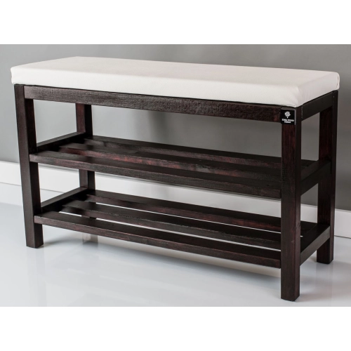 Regał Szafka Na Buty Mahoń Z Siedziskiem Kolory Drewno Lite RBS-1 Rozmiary od 50 cm do 120 cm