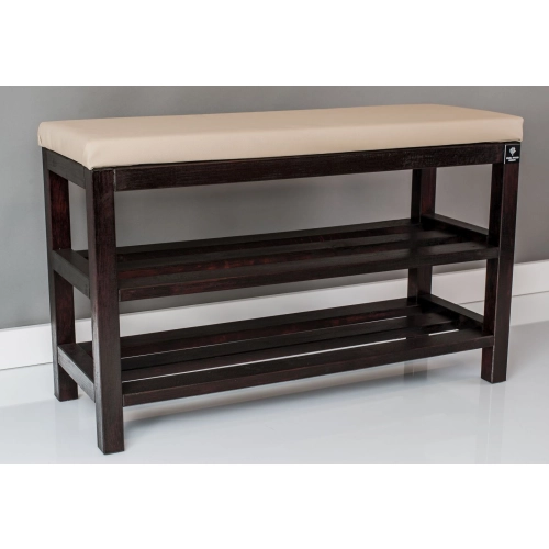 Regał Szafka Na Buty Mahoń Z Siedziskiem Kolory Drewno Lite RBS-1 Rozmiary od 50 cm do 120 cm