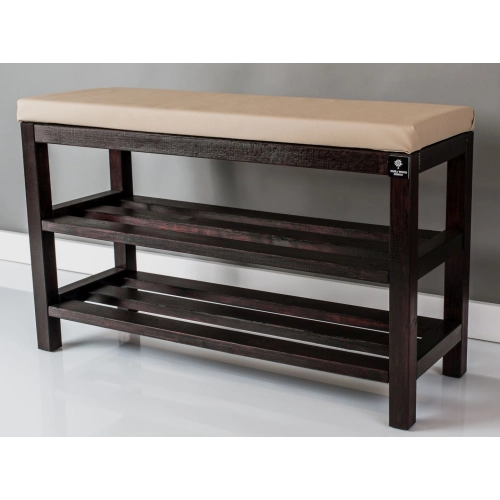 Regał Szafka Na Buty Mahoń Z Siedziskiem Kolory Drewno Lite RBS-1 Rozmiary od 50 cm do 120 cm