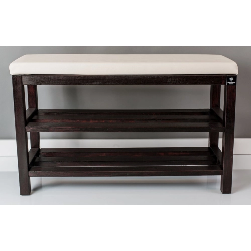 Regał Szafka Na Buty Mahoń Z Siedziskiem Kolory Drewno Lite RBS-1 Rozmiary od 50 cm do 120 cm