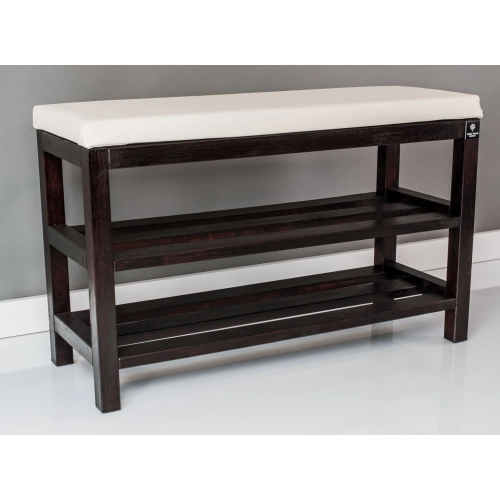 Regał Szafka Na Buty Mahoń Z Siedziskiem Kolory Drewno Lite RBS-1 Rozmiary od 50 cm do 120 cm