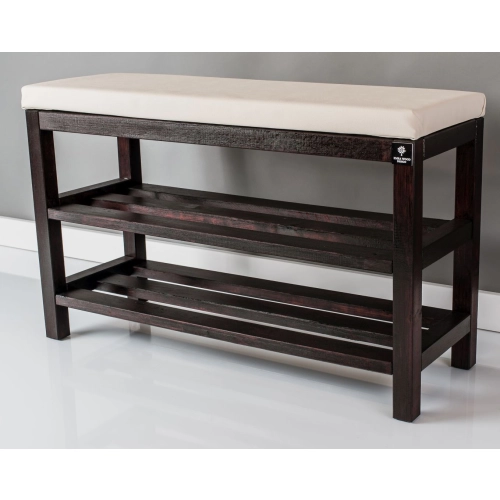 Regał Szafka Na Buty Mahoń Z Siedziskiem Kolory Drewno Lite RBS-1 Rozmiary od 50 cm do 120 cm