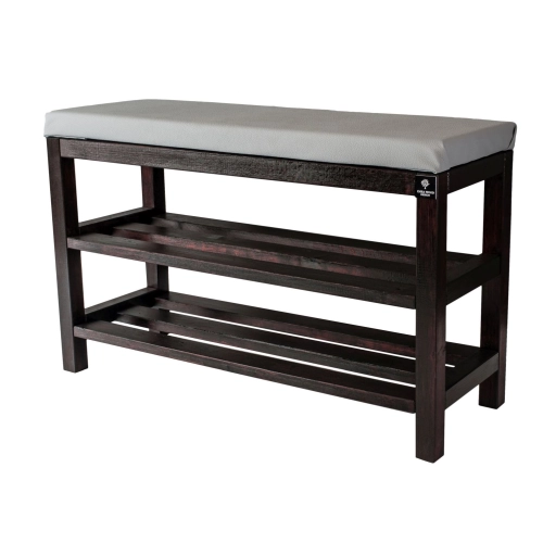 Regał Szafka Na Buty Mahoń Z Siedziskiem Kolory Drewno Lite RBS-1 Rozmiary od 50 cm do 120 cm