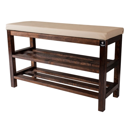 Regał Szafka Na Buty Orzech Z Siedziskiem Kolory Drewno Lite RBS-1 Rozmiary  od 50 cm do 120 cm