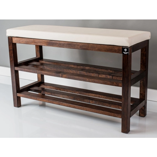 Regał Szafka Na Buty Orzech Z Siedziskiem Kolory Drewno Lite RBS-1 Rozmiary  od 50 cm do 120 cm