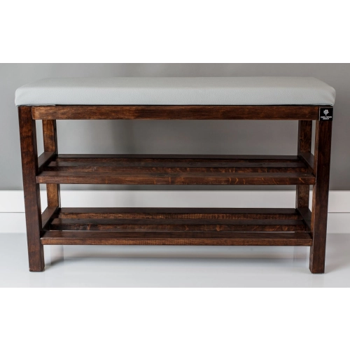 Regał Szafka Na Buty Orzech Z Siedziskiem Kolory Drewno Lite RBS-1 Rozmiary  od 50 cm do 120 cm