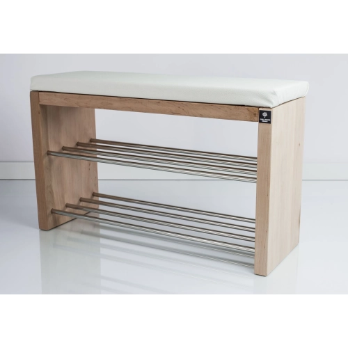 Regał Szafka Na Buty Naturalny Z Siedziskiem Kolory Drewno Lite RBS-12 Rozmiary od 50 cm do 120 cm