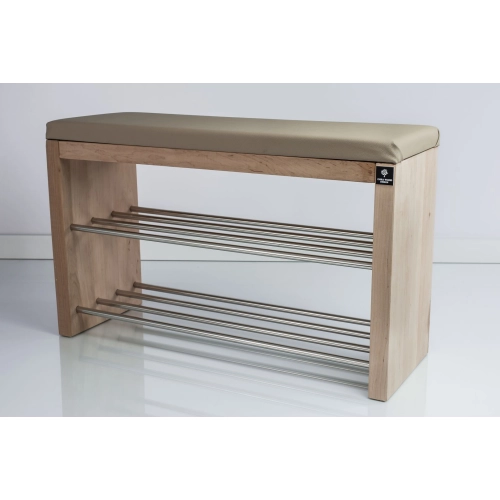 Regał Szafka Na Buty Naturalny Z Siedziskiem Kolory Drewno Lite RBS-12 Rozmiary od 50 cm do 120 cm