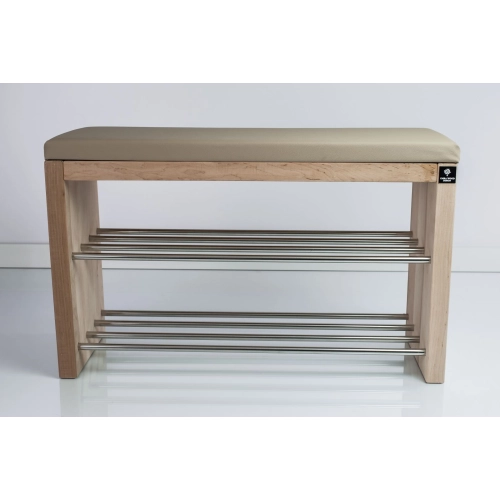 Regał Szafka Na Buty Naturalny Z Siedziskiem Kolory Drewno Lite RBS-12 Rozmiary od 50 cm do 120 cm