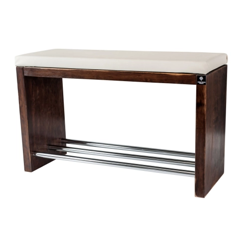 Regał Szafka Na Buty Orzech Przecierany Z Siedziskiem Kolory Drewno Lite RBS-13 Rozmiary od 50 cm do 120 cm