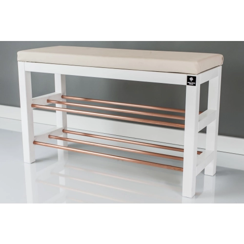 Regał Szafka Na Biały Z Siedziskiem Kolory Drewno Lite RBS-27 Rozmiary od 50 cm do 120 cm