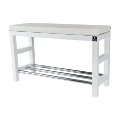 Regał Szafka Na Buty Biały Z Siedziskiem Kolory Drewno Lite RBS-15 Rozmiary od 50 cm do 120 cm