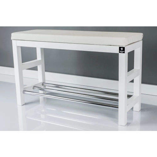 Regał Szafka Na Buty Biały Z Siedziskiem Kolory Drewno Lite RBS-15 Rozmiary od 50 cm do 120 cm