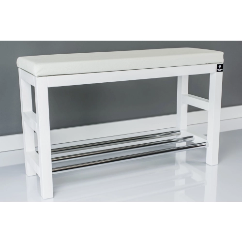 Regał Szafka Na Buty Biały Z Siedziskiem Kolory Drewno Lite RBS-15 Rozmiary od 50 cm do 120 cm