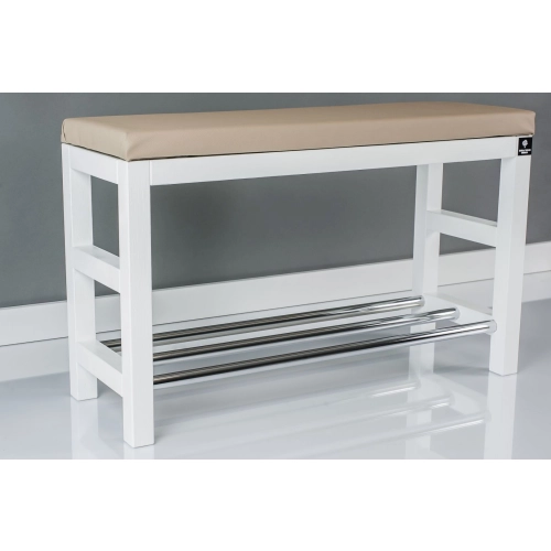 Regał Szafka Na Buty Biały Z Siedziskiem Kolory Drewno Lite RBS-15 Rozmiary od 50 cm do 120 cm
