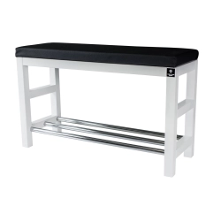 Regał Szafka Na Buty Biały Z Siedziskiem Kolory Drewno Lite RBS-15 Rozmiary od 50 cm do 120 cm