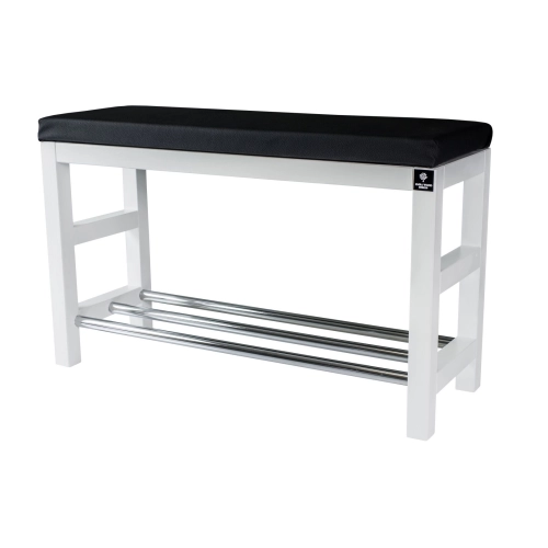 Regał Szafka Na Buty Biały Z Siedziskiem Kolory Drewno Lite RBS-15 Rozmiary od 50 cm do 120 cm