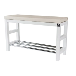 Regał Szafka Na Buty Biały Z Siedziskiem Kolory Drewno Lite RBS-15 Rozmiary od 50 cm do 120 cm