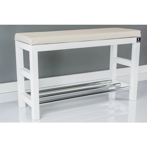 Regał Szafka Na Buty Biały Z Siedziskiem Kolory Drewno Lite RBS-15 Rozmiary od 50 cm do 120 cm