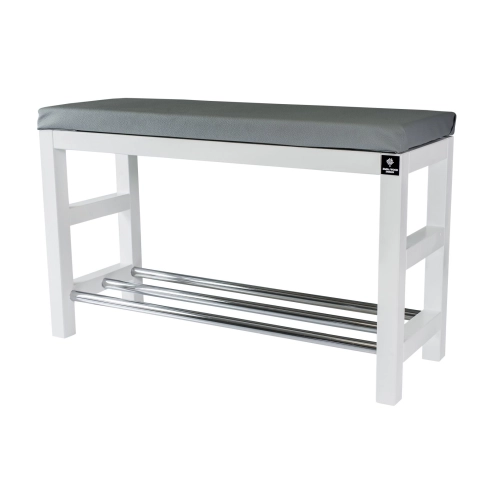 Regał Szafka Na Buty Biały Z Siedziskiem Kolory Drewno Lite RBS-15 Rozmiary od 50 cm do 120 cm