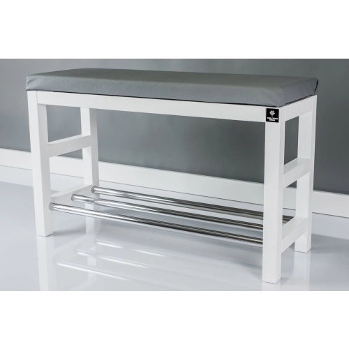 Regał Szafka Na Buty Biały Z Siedziskiem Kolory Drewno Lite RBS-15 Rozmiary od 50 cm do 120 cm