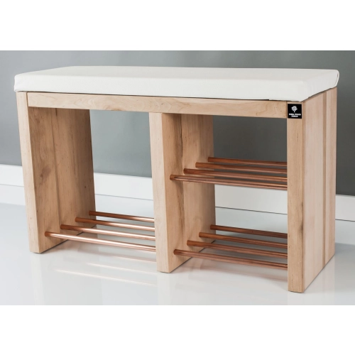 Regał Szafka Na Buty Naturalny Z Siedziskiem Kolory Drewno Lite RBS-22 Rozmiary od 50 cm do 120 cm