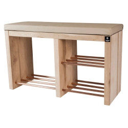 Regał Szafka Na Buty Naturalny Z Siedziskiem Kolory Drewno Lite RBS-22 Rozmiary od 50 cm do 120 cm
