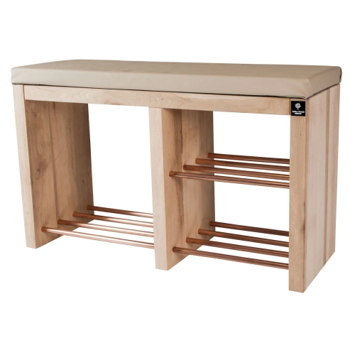 Regał Szafka Na Buty Naturalny Z Siedziskiem Kolory Drewno Lite RBS-22 Rozmiary od 50 cm do 120 cm