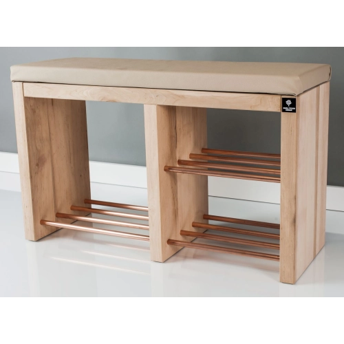 Regał Szafka Na Buty Naturalny Z Siedziskiem Kolory Drewno Lite RBS-22 Rozmiary od 50 cm do 120 cm