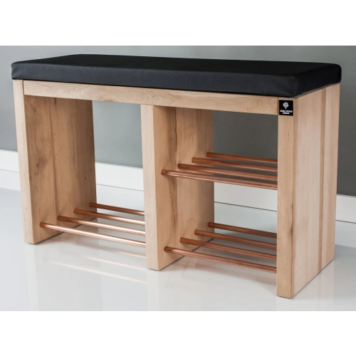 Regał Szafka Na Buty Naturalny Z Siedziskiem Kolory Drewno Lite RBS-22 Rozmiary od 50 cm do 120 cm