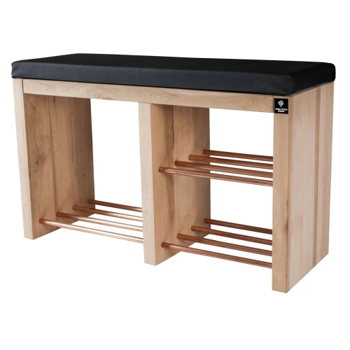 Regał Szafka Na Buty Naturalny Z Siedziskiem Kolory Drewno Lite RBS-22 Rozmiary od 50 cm do 120 cm