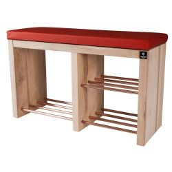Regał Szafka Na Buty Naturalny Z Siedziskiem Kolory Drewno Lite RBS-22 Rozmiary od 50 cm do 120 cm