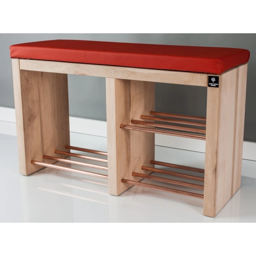 Regał Szafka Na Buty Naturalny Z Siedziskiem Kolory Drewno Lite RBS-22 Rozmiary od 50 cm do 120 cm