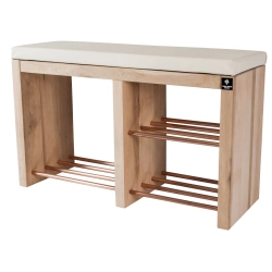 Regał Szafka Na Buty Naturalny Z Siedziskiem Kolory Drewno Lite RBS-22 Rozmiary od 50 cm do 120 cm