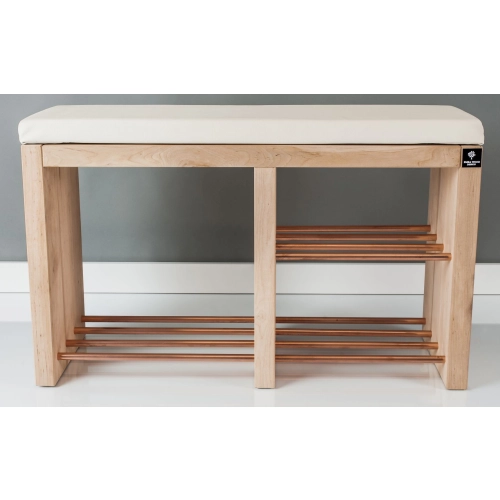 Regał Szafka Na Buty Naturalny Z Siedziskiem Kolory Drewno Lite RBS-22 Rozmiary od 50 cm do 120 cm