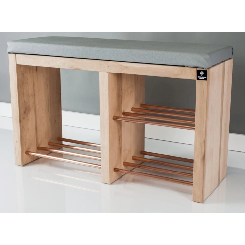 Regał Szafka Na Buty Naturalny Z Siedziskiem Kolory Drewno Lite RBS-22 Rozmiary od 50 cm do 120 cm