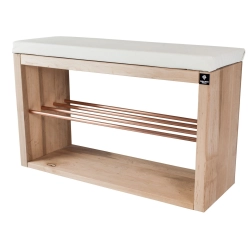 Regał Szafka Na Buty Naturalny Z Siedziskiem Kolory Drewno Lite RBS-24 Rozmiary 50 cm do 120