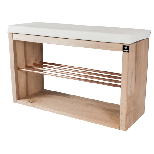 Regał Szafka Na Buty Naturalny Z Siedziskiem Kolory Drewno Lite RBS-24 Rozmiary 50 cm do 120