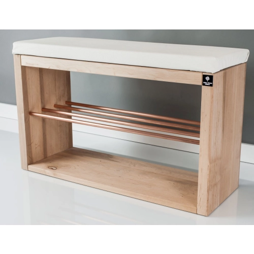 Regał Szafka Na Buty Naturalny Z Siedziskiem Kolory Drewno Lite RBS-24 Rozmiary 50 cm do 120